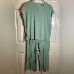 Mint Green Sleeveless Top and Pants Set